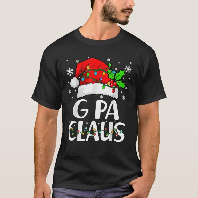 G Pa Claus Christmas Lights Pajama Family Matching T-Shirt (Front)