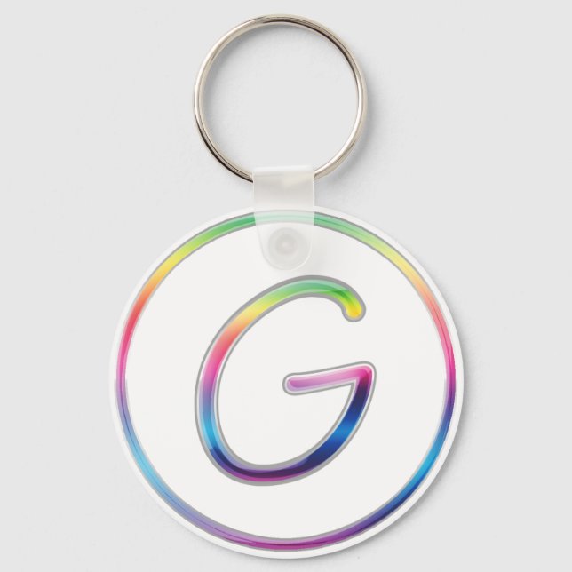 G Rainbow Monogram Keychain (Front)