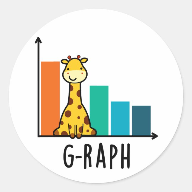 G-raph Funny Giraffe Graph Pun  Classic Round Sticker (Front)