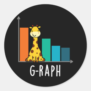 G-raph Funny Giraffe Graph Pun Dark BG Classic Round Sticker