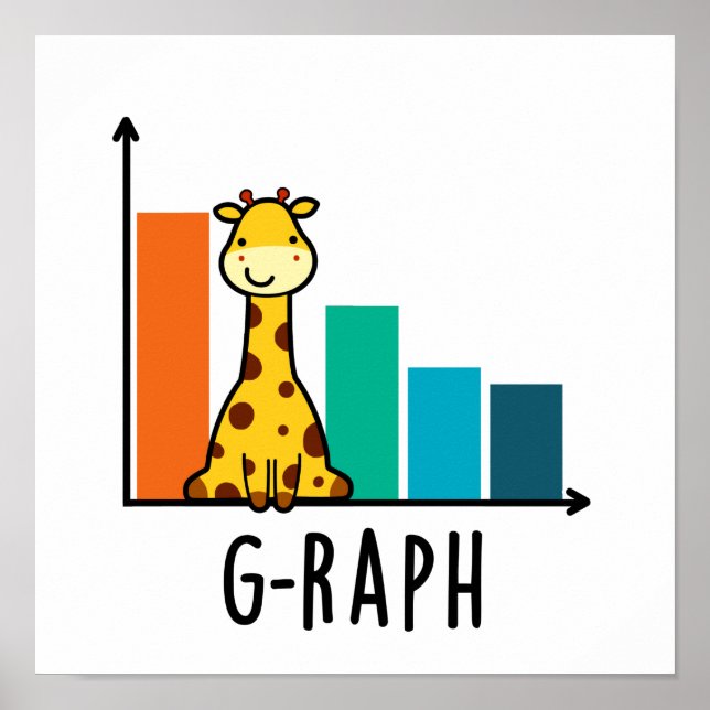 G-raph Funny Giraffe Graph Pun  Poster (Front)