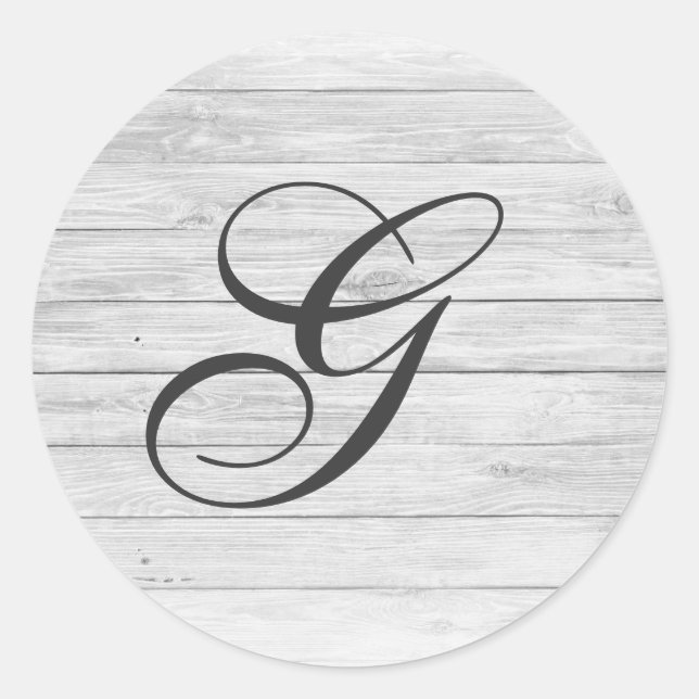(G) Rustic Wood Monogram | Monogram Shop Classic Round Sticker (Front)