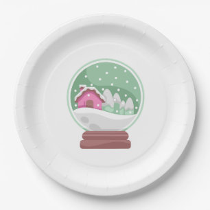 G Snow Globe Paper Plate