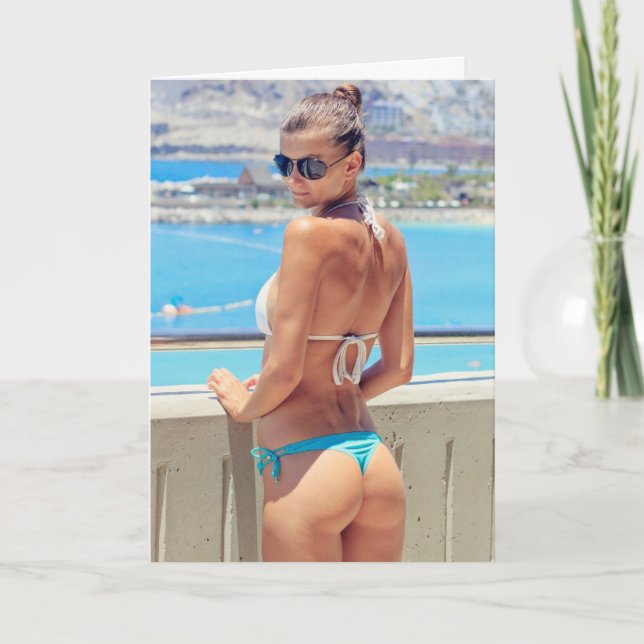 G-STRING BIKINI GIRL BIRTHDAY CARD (Front)