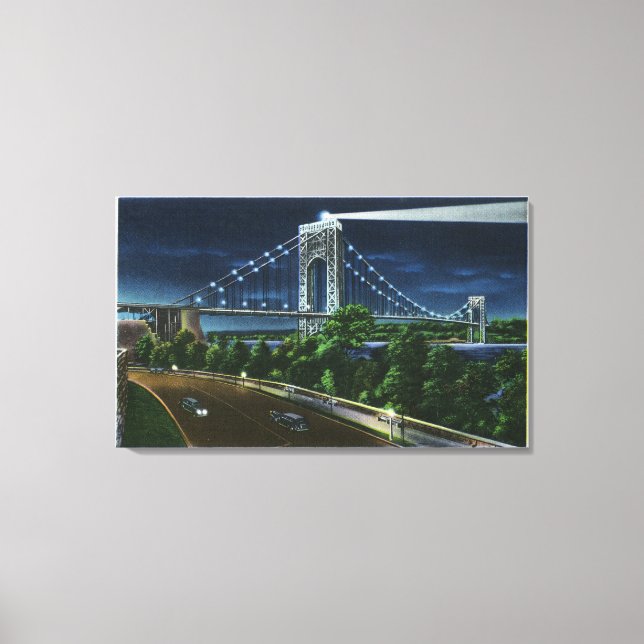 G. Washington Bridge, Hudson at Night Canvas Print (Front)