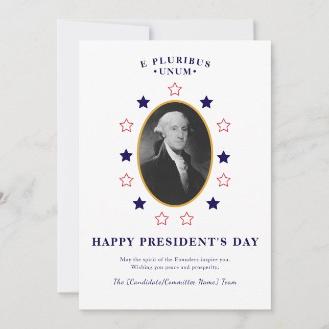 G. Washington President's Day Campaign Patriotic Holiday Card (Front)