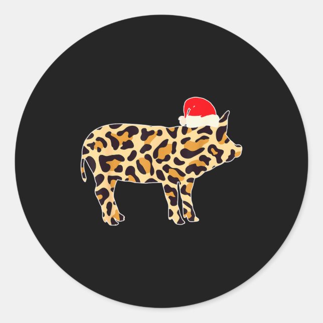 G With Santa Hat Family Matching Christmas Leopard Classic Round Sticker (Front)