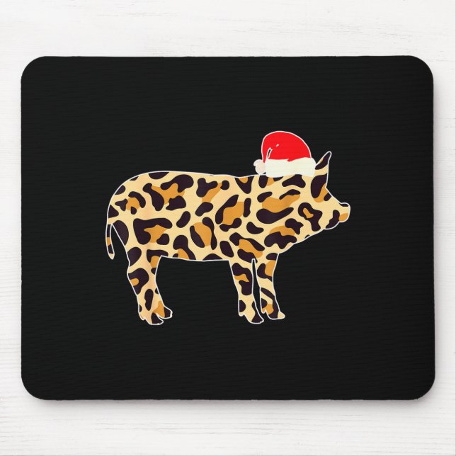 G With Santa Hat Family Matching Christmas Leopard Mouse Mat (Front)