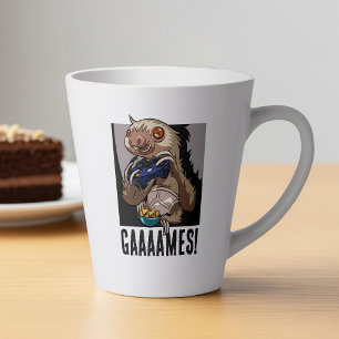 Gaaaames! Funny Sloth Computer Gamer Video Games Latte Mug