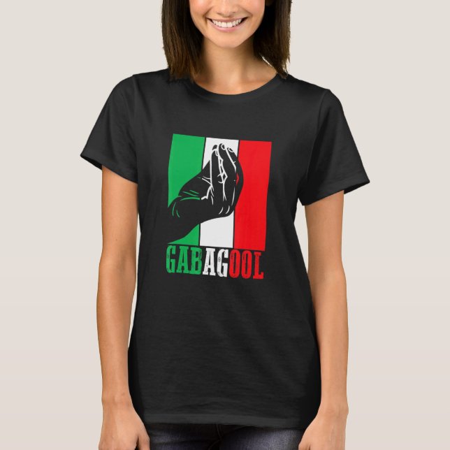 Gabagool Italian American Meat With Hand Sign T-Shirt (Front)
