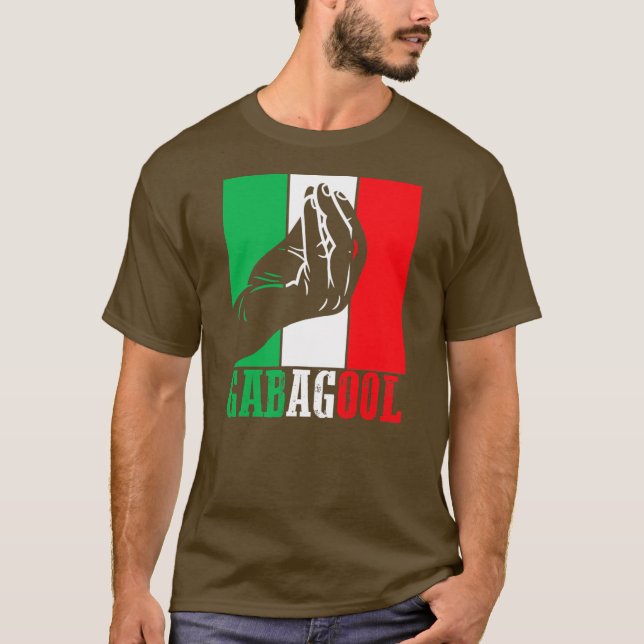 Gabagool Italian American Meat with Hand Sign T-Shirt (Front)