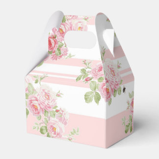 Gable Favour Box pink stripes and roses