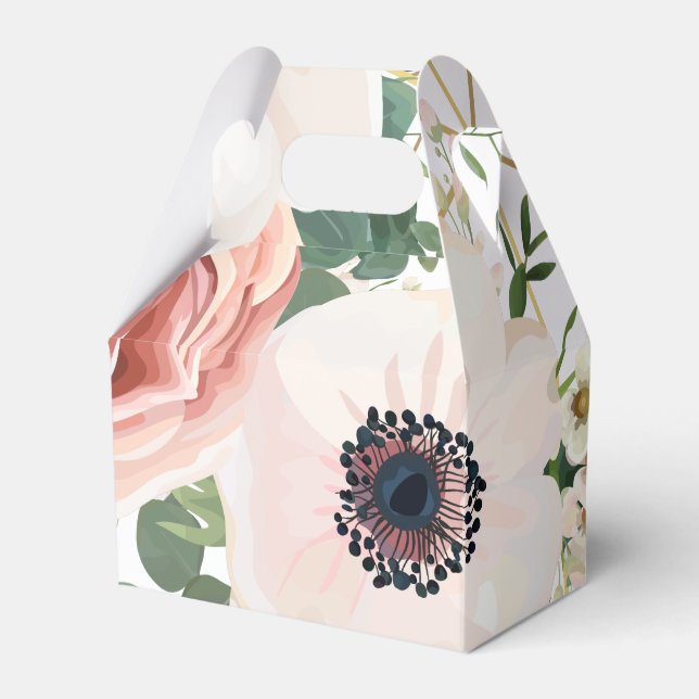 Gable Paper Favour Box Geometric Garden Rose Anemo (Front Side)