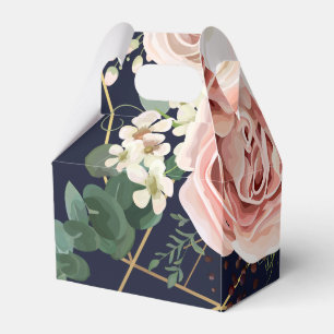 Gable Paper Favour Box Geometric Garden Rose Navy