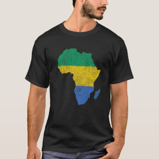 Gabon Flag Africa Continent Silhouette Gift for Ga T-Shirt