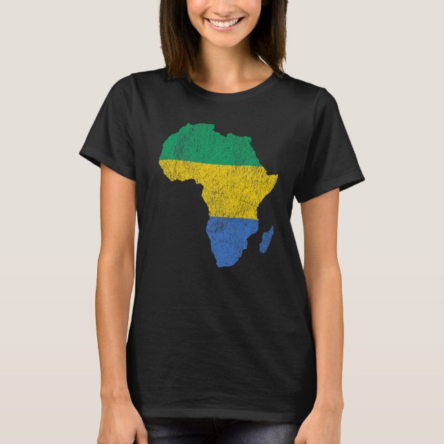 Gabon Flag Africa Continent Silhouette Gift for Ga T-Shirt (Front)