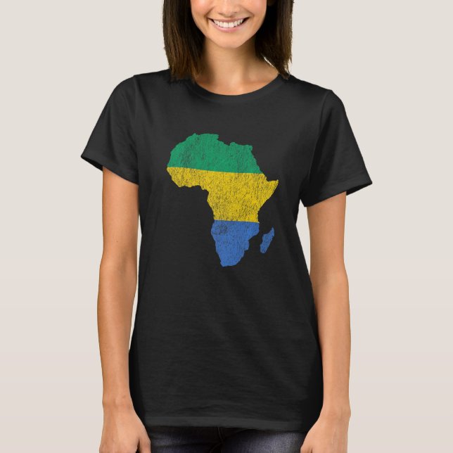 Gabon Flag Africa Continent Silhouette Gift for Ga T-Shirt (Front)