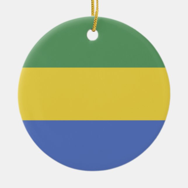 Gabon flag ceramic tree decoration (Front)