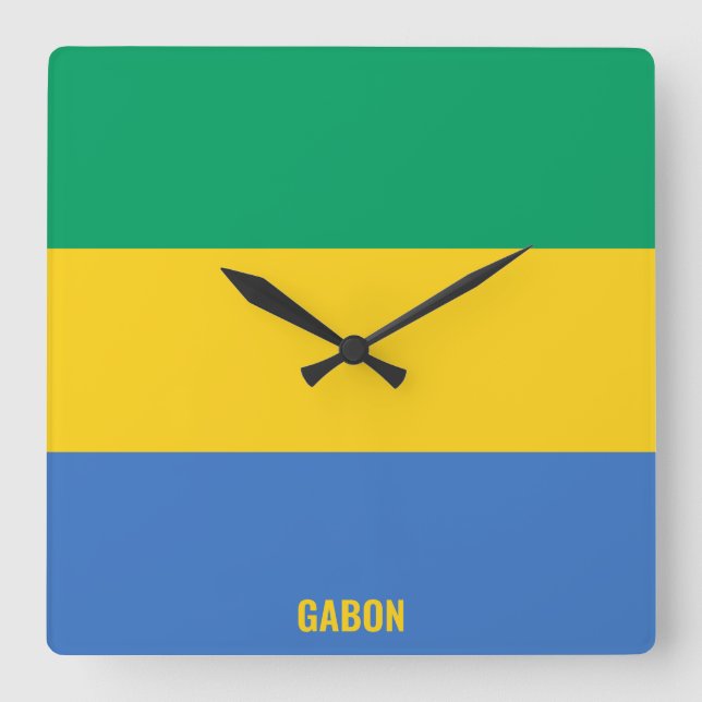 Gabon Flag Dazzling Patriotic Square Wall Clock (Front)