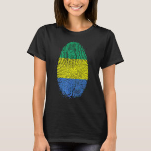 Gabon Flag Fingerprint It Is In My Dna For Gabones T-Shirt