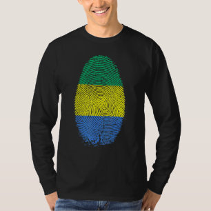 Gabon Flag Fingerprint It Is In My Dna For Gabones T-Shirt