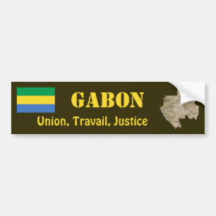 Gabon Flag + Map Bumper Sticker