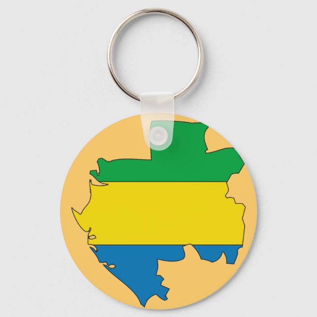 Gabon flag map key ring (Front)