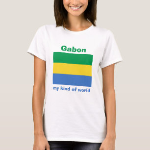Gabon Flag + Map + Text T-Shirt