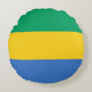 Gabon Flag Round Cushion