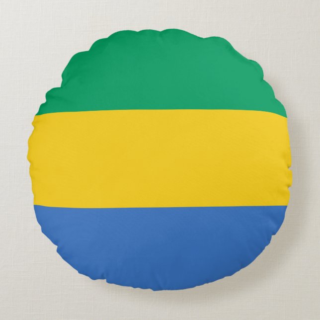Gabon Flag Round Cushion (Front)