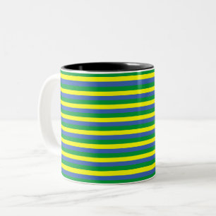 gabon flag stripes country symbol green blue yello Two-Tone coffee mug