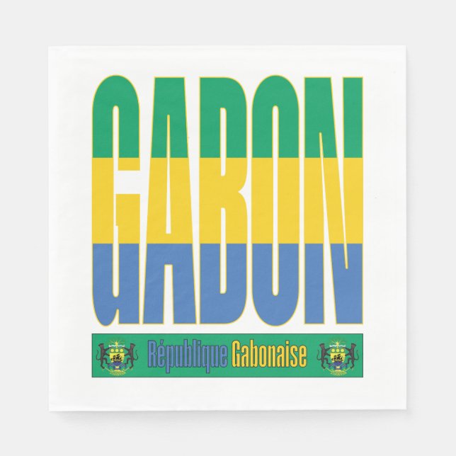Gabon Flag Text Design Napkin (Front)