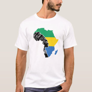 Gabon Gabonese Flag Africa Map Ethnic Heritage Bla T-Shirt