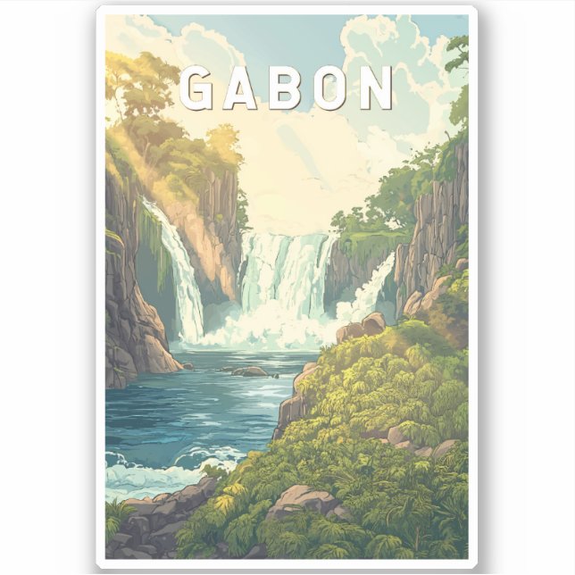 Gabon Illustration Travel Art Vintage (Front)