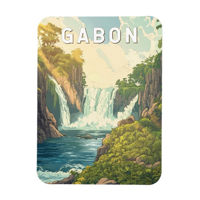 Gabon Illustration Travel Art Vintage Magnet (Vertical)