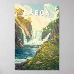 Gabon Illustration Travel Art Vintage Poster