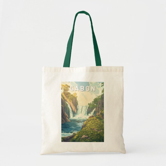 Gabon Illustration Travel Art Vintage Tote Bag (Front)