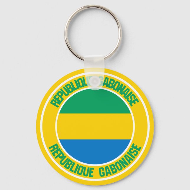 Gabon Round Emblem Key Ring (Front)