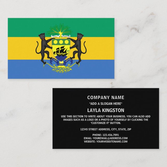Gabonese Flag & Coat of Arms, Flag of Gabon Business Card (Front/Back)