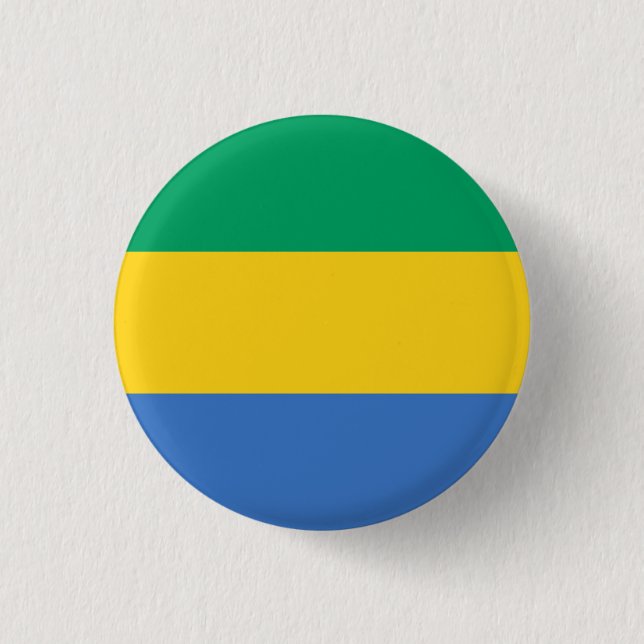 Gabonese Flag, Flag of Gabon 3 Cm Round Badge (Front)