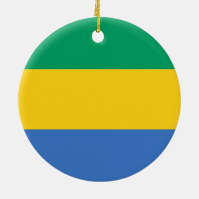 Gabonese Flag (Gabon) Ceramic Tree Decoration (Back)