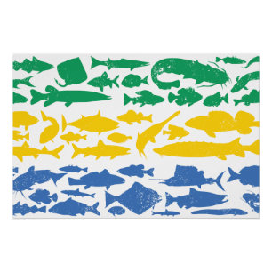 Gabonese Flag Made of Fish – Fishing Design Poster