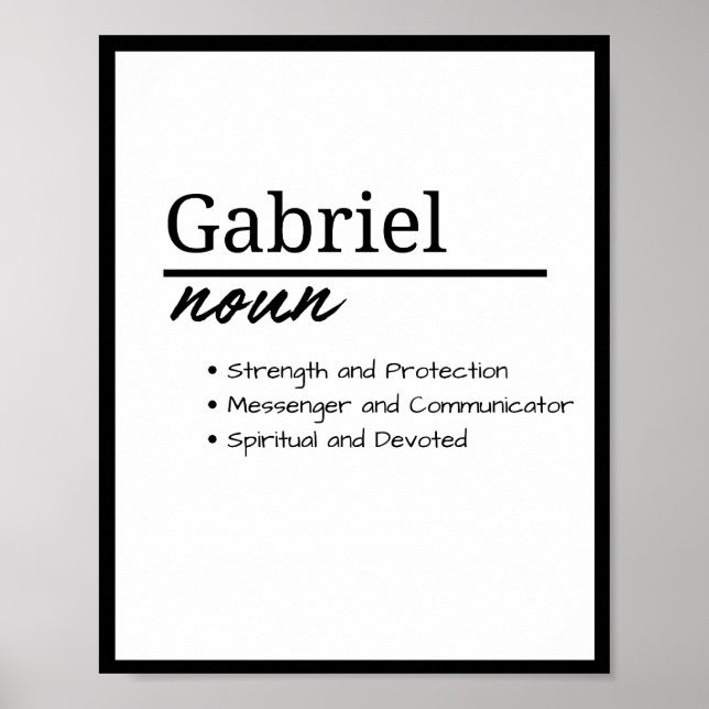 Gabriel, Boy Personalised Name Definition Poster (Front)