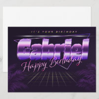 Gabriel Name First name purla retro card Birthday