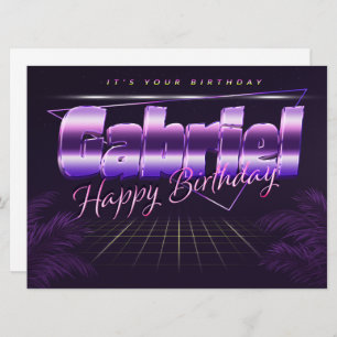 Gabriel Name First name purla retro card Birthday