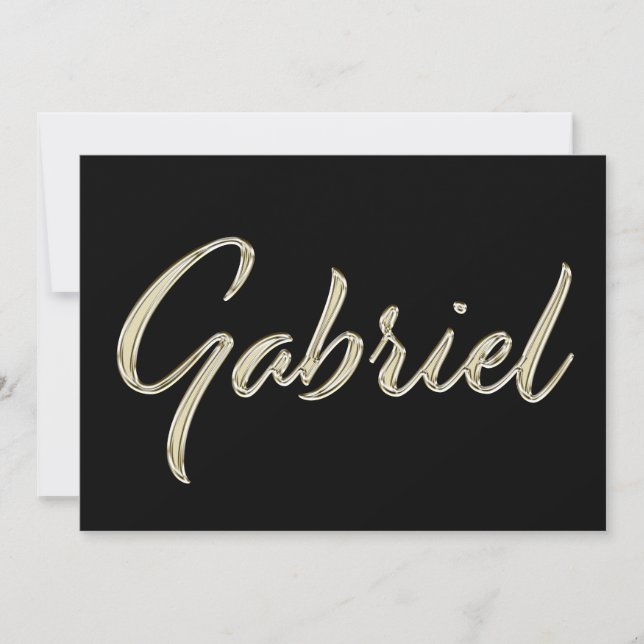 Gabriel Name white gold Handwriting Card (Front)
