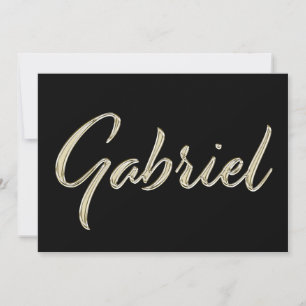 Gabriel Name white gold Handwriting Card