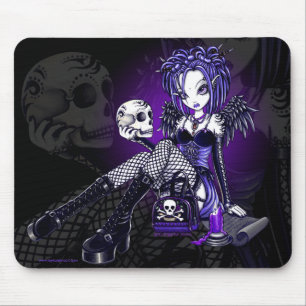 "Gabriella" Goth Blue Tattoo Skull Angel Mousepad