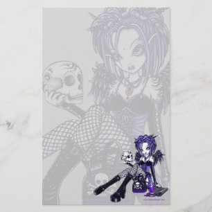 "Gabriella" Gothic Blue Skull Angel Art Stationery