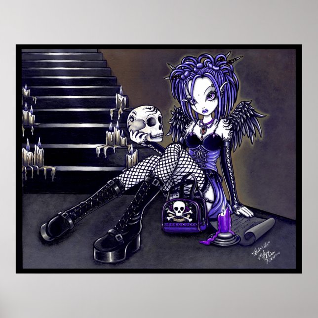 Gabriella Gothic Blue Skull Angel Poster (Front)